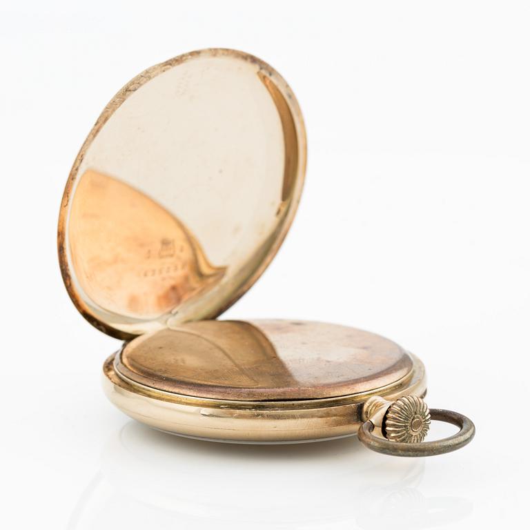 Record, pocket watch, 14K gold, 52.5 mm.