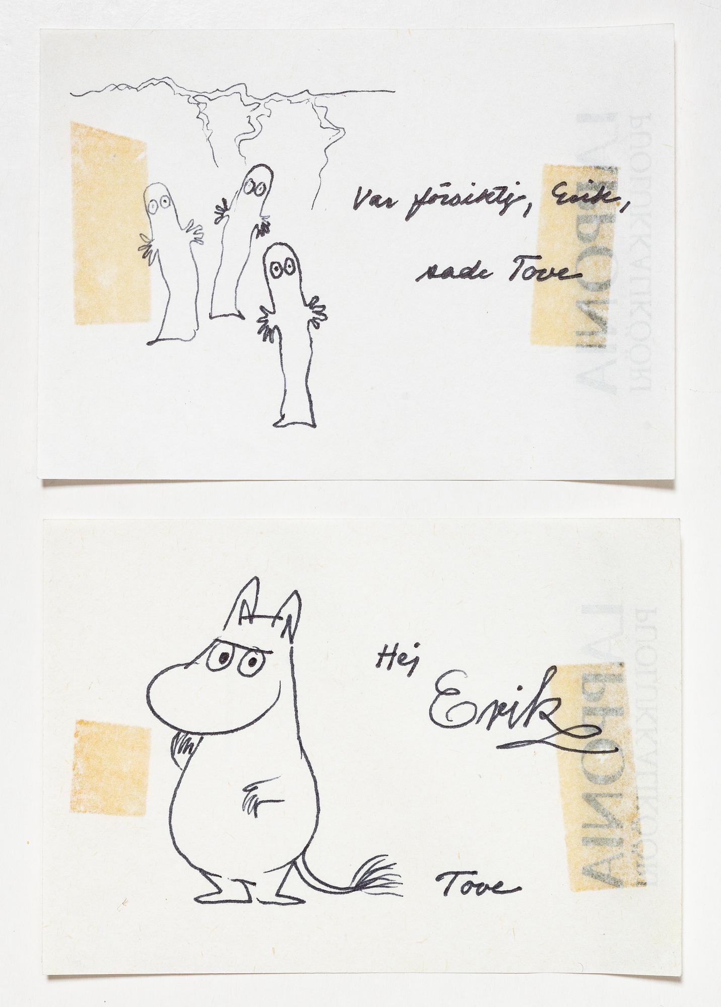 Tove Jansson, teckningar, 2 st.