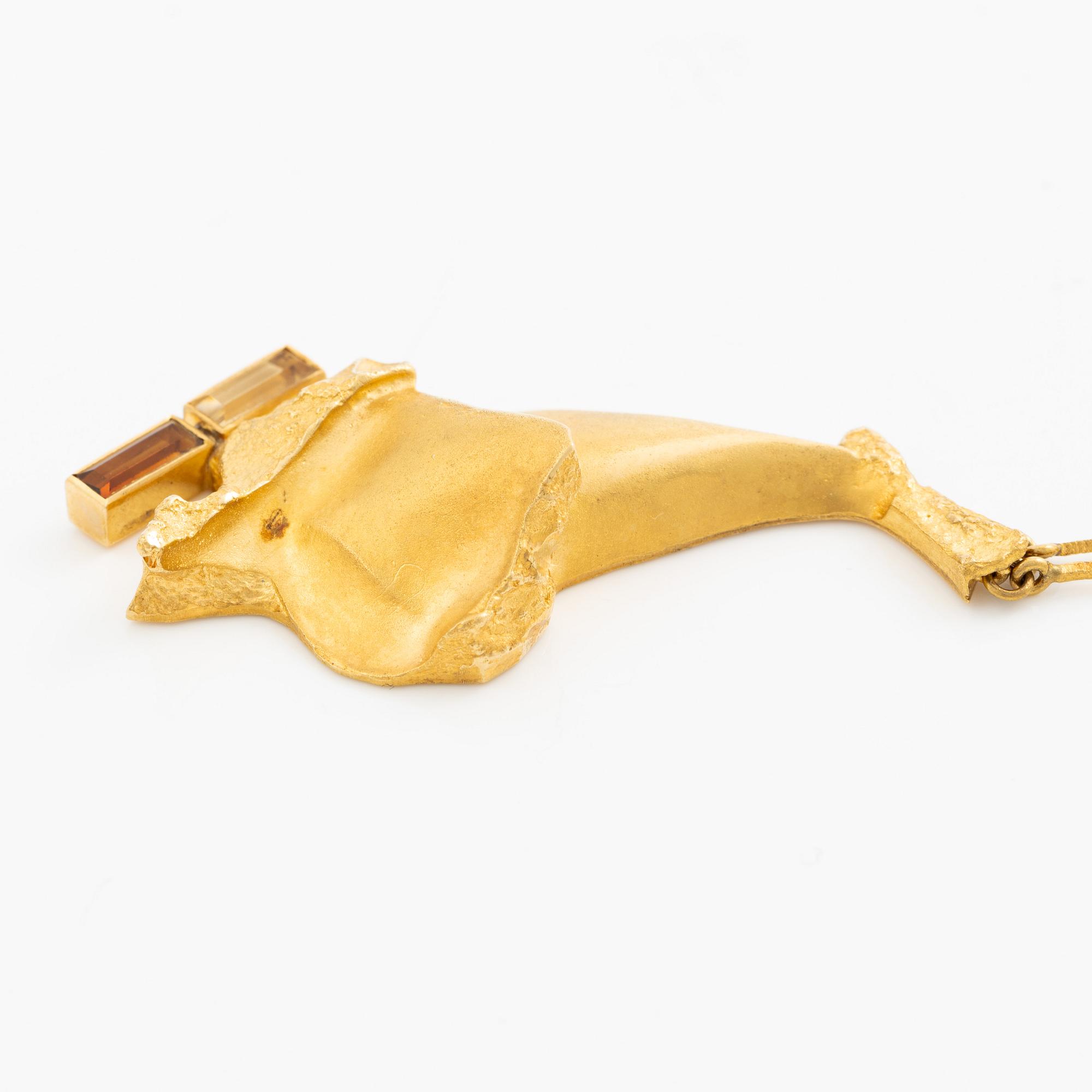 Björn Weckström, a necklace "Taiga", 18K gold with faceted bars of quartz, Finland. For Lapponia.