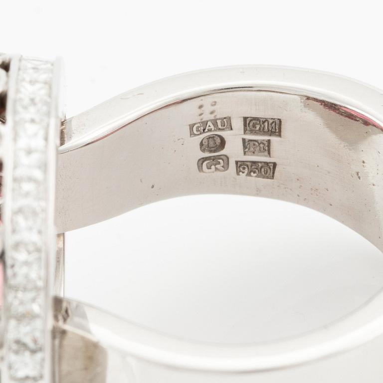A Gaudy platinum ring set with a faceted tourmaline.