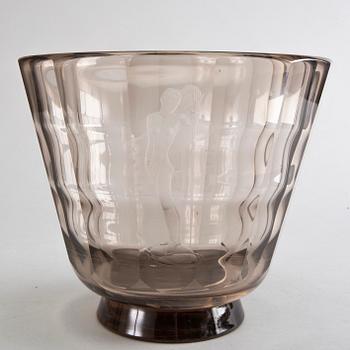 SIMON GATE, Glass bowl, Orrefors, 1930's.