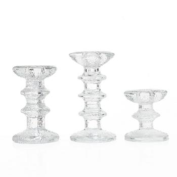 Timo Sarpaneva, a set of seven 'Festivo' glass candlesticks, Iittala.