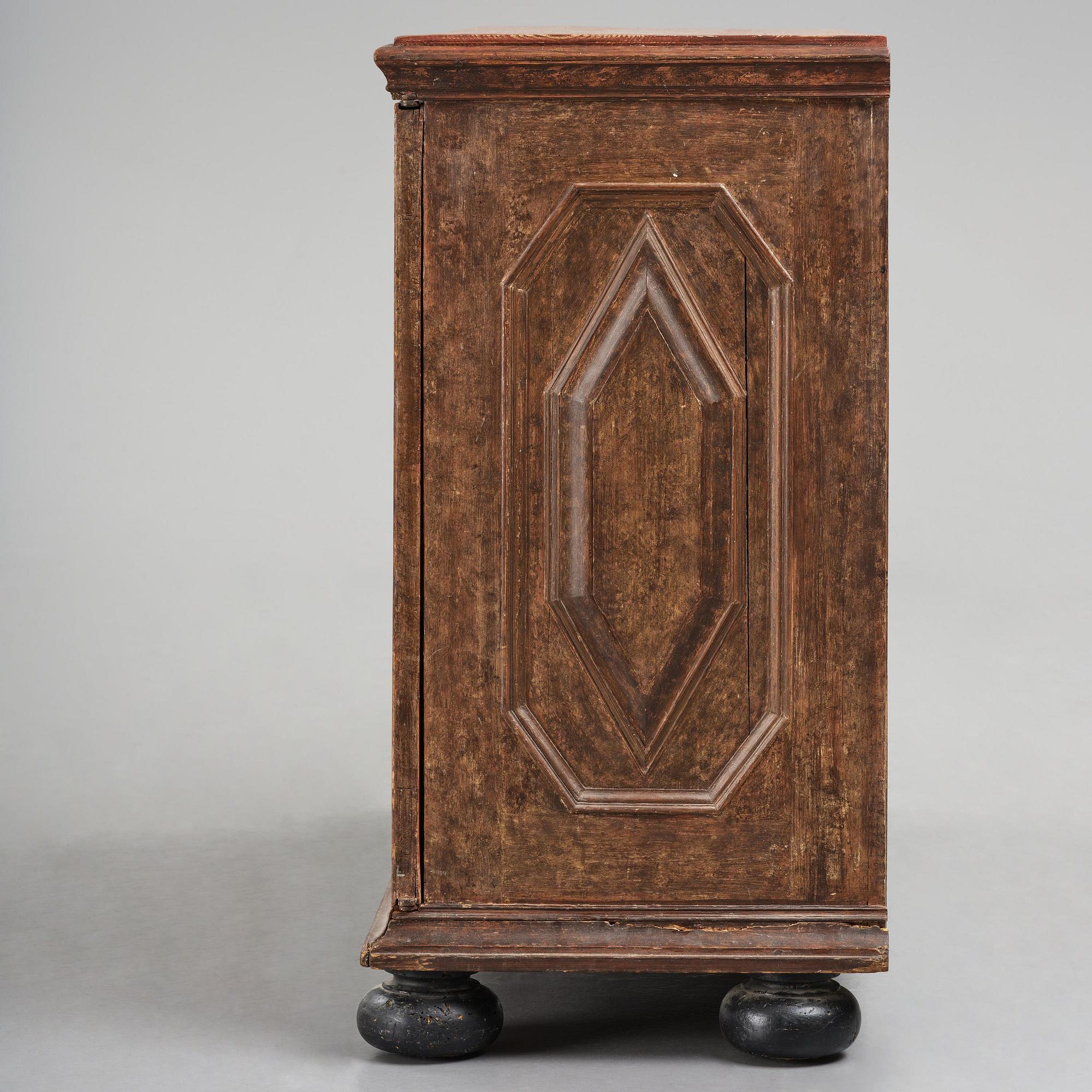 A Swedish polychrome-painted baroque cupboard, late 17th century / circa 1700.