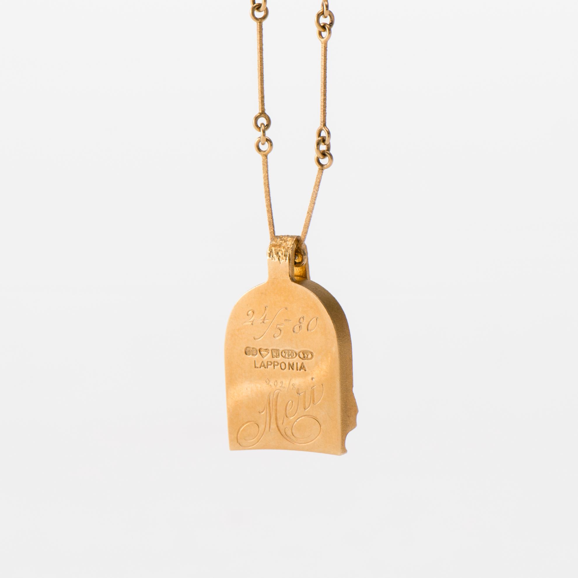 HÄNGSMYCKE, 14K guld, 8/8-slipad diamant, zoisit. Björn Weckström Lapponia 1976. Vikt 9,3 g.