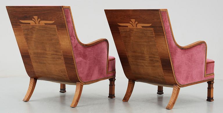 A pair of Eric Chambert armchairs, Chamberts Möbelfabrik Norrköping 1930's.