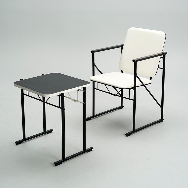 YRJÖ KUKKAPURO, A CHAIR AND TABLE. Avarte. 1980s.