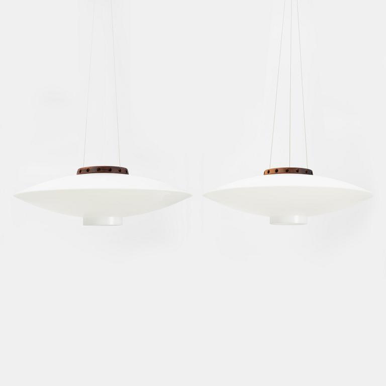 Uno & Östen Kristiansson, a pair of "Ufo", ceiling lamps, Luxus, Vittsjö, 1960-70.