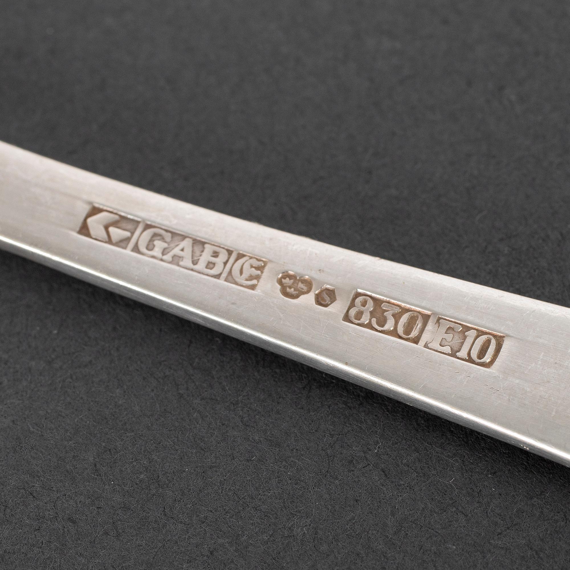 JACOB ÄNGMAN, 39 psc silver cutlery, 'Rosenholm', GAB, some Stockholm 1965.