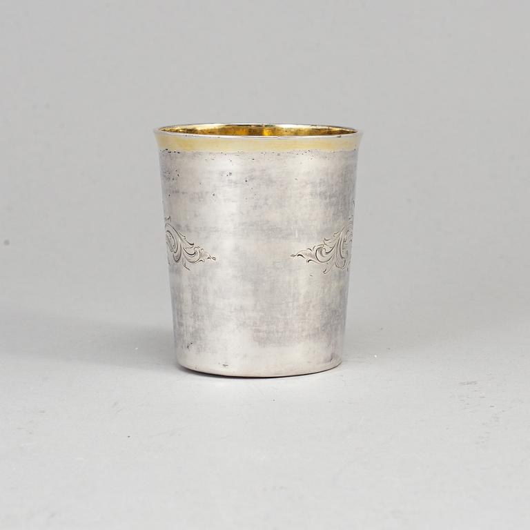 A Swedish early 19th century silver beaker, mark of Stephan Westersrtåhle, Stockholm 1809.