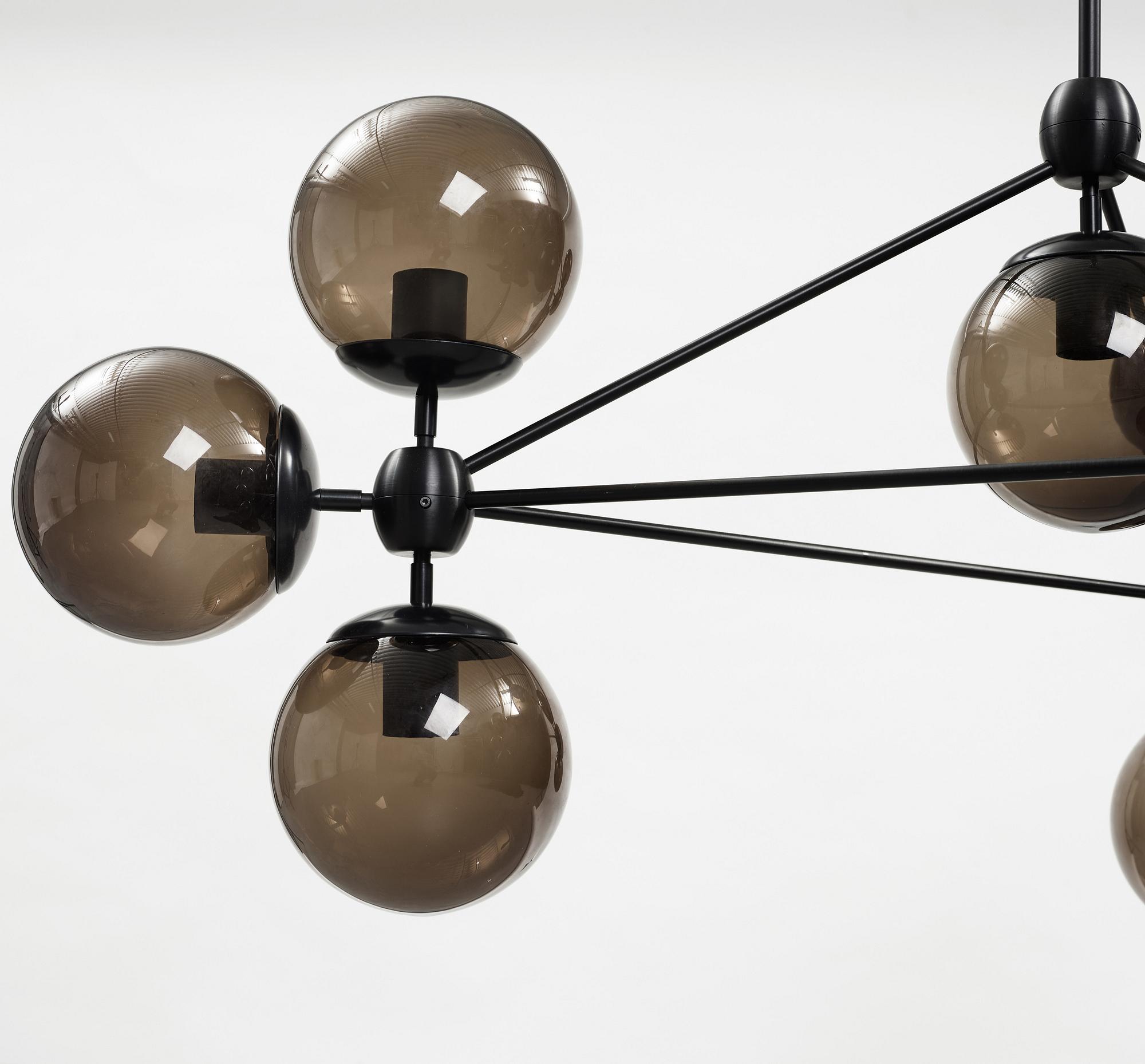 Modo Chandelier, 3 Sided, 10 Globes, Designed by Jason Miller for Roll & Hill.