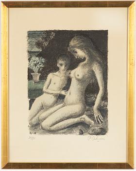 Paul Delvaux, öithograph in colours, signed 25/75.