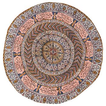 An antique persian Ghalamkar ca diameter, 110 cm.