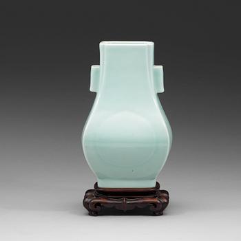 313. A pale celadon vase, Qing dynasty with Guangxus six character mark and period (1874-1908).