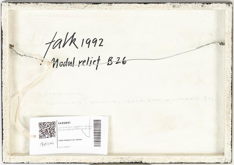 Lars-Erik Falk, relief, signed falk and dated 1999 verso.