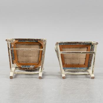 A Gustavian chair and armchair, end of the 18th Century.