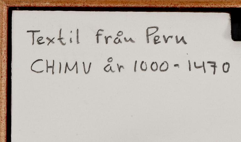 TEXTILFRAGMENT, Chimu, Peru 1000-1470 eKr.