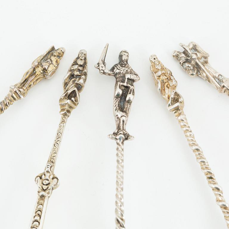Fifteen silver spoons, Northern Europe, 19-20th century.