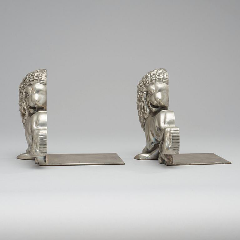 A pair of Anna Petrus pewter bookends, Svenskt Tenn, Stockholm 1974.