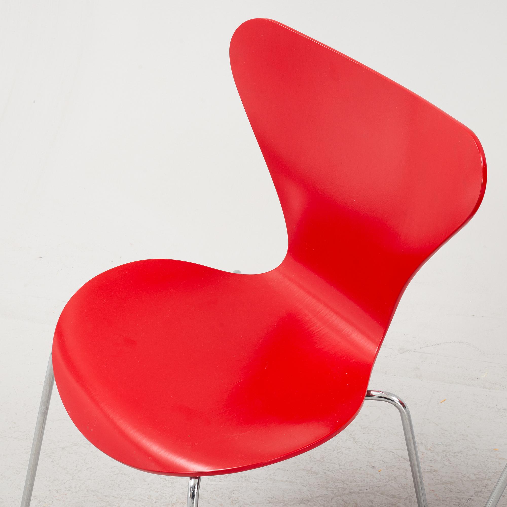 Arne Jacobsen, stolar, 6 st, "Sjuan", Fritz Hansen, Danmark.