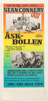 A Swedish movie poster James Bond "Åskbollen" (Thunderball) 1966, numbered 2106.