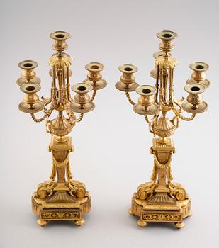 KANDELABRAR, 1 par, Frankrike, 1800-tal.