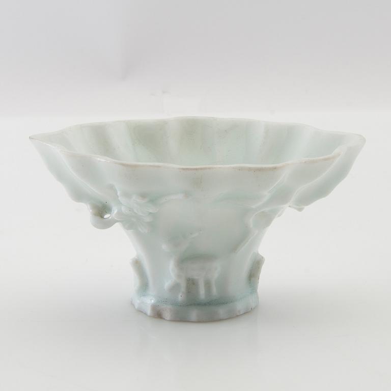 Wine tasting bowl porcelain, blanc-de-chine, China, 19th century.