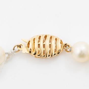 Collier, med odlade pärlor, lås 14K guld.