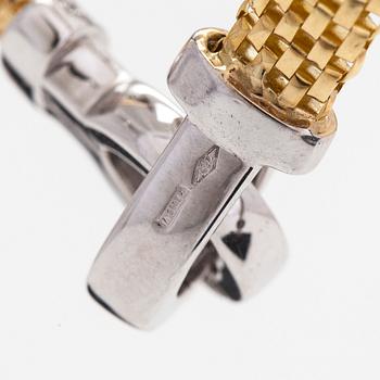 Halsband, 18K guld/vitguld, diamanter totalt ca 0.21 ct, Italien.