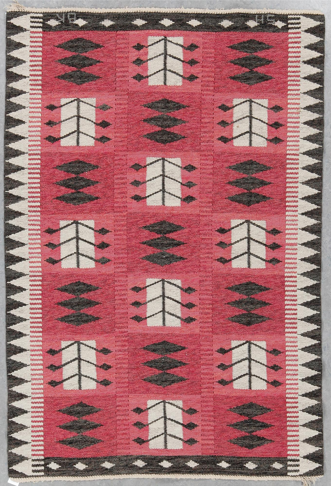 MATTA, rölakan och gobelängteknik. Signerad SH BK (Svensk Hemslöjd, sannolikt Berit Koenig), 1900-talets mitt, 191x128.