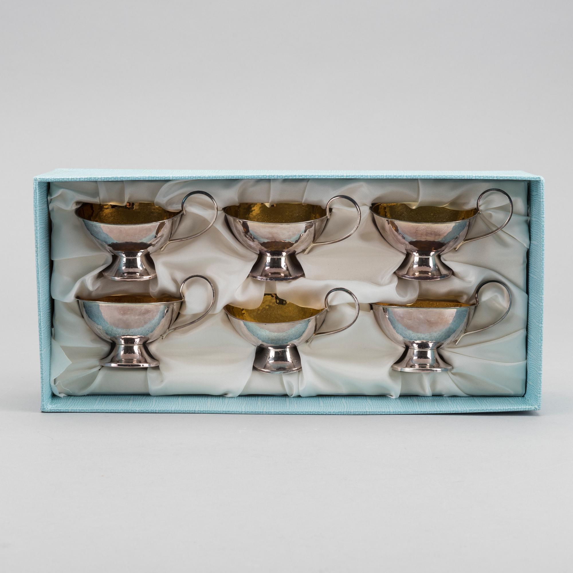 PUNCHBÄGARE, 6 st, silver, Göteborg 1967,