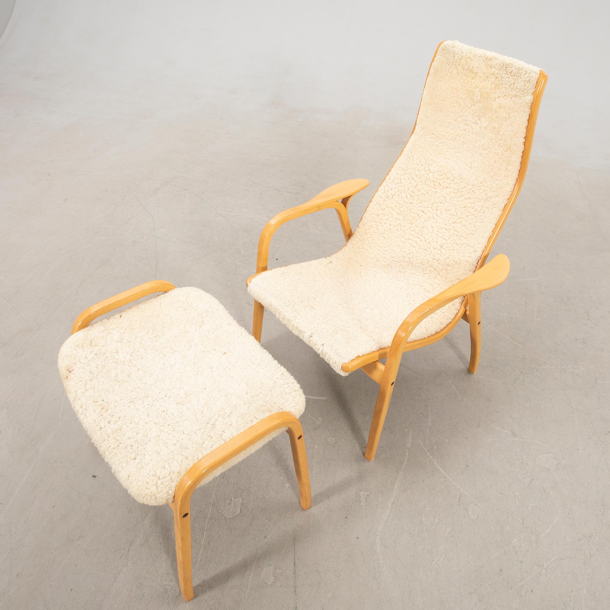 Yngve Ekström, armchair with footstool "Lamino" for Swedese, late 20th century.