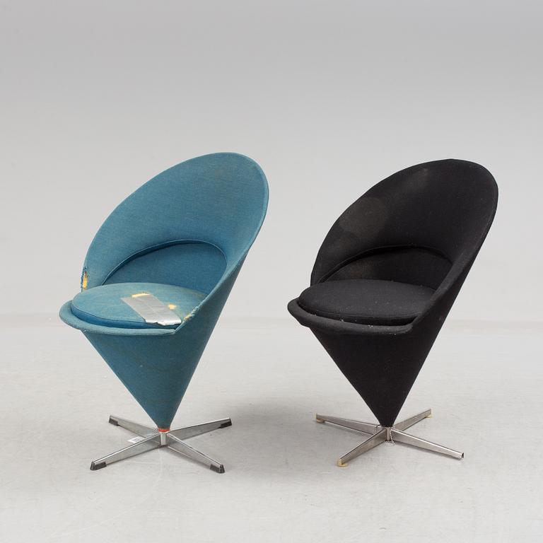 VERNER PANTON, ett par stolar, "Cone-chair". Ca 1960-tal.