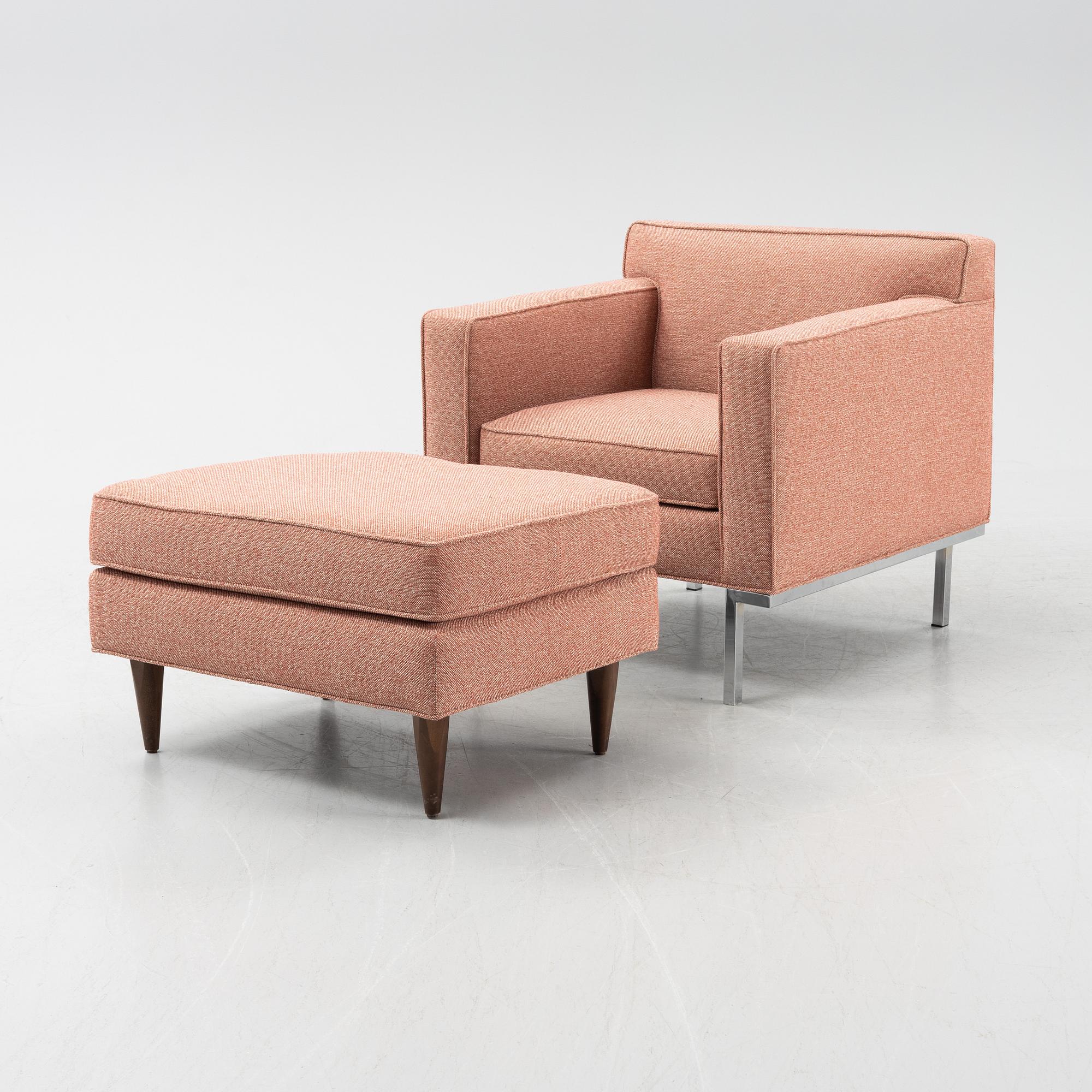 A 'Theatre' easy chair, Ted Boerner, and 'Bantam' ottoman, Design Within Reach/DWR.