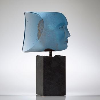BERTIL VALLIEN, skulptur "Janushuvud", Kosta Boda 2007, unik.