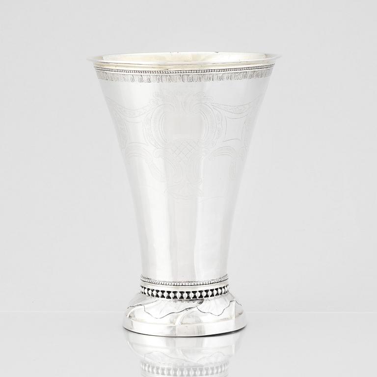 A Swedish 18th Century parcel-gilt silver beaker, mark of Erik Enander, Uppsala 1791.