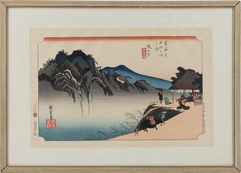 Ando Utagawa Hiroshige, after, a woodblock print in colours, 20th Century.