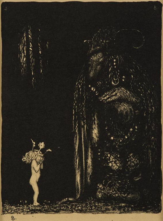 John Bauer, "Troll", de kompletta 10 osignerade litografierna ur sviten.