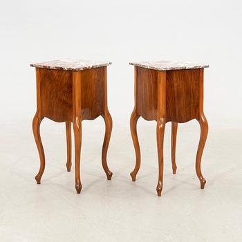 Bedside tables, a pair, first half of the 20th century.