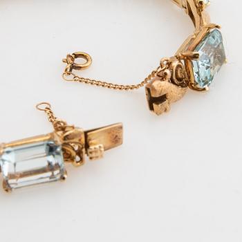 Armband, 18K guld med akvamariner.