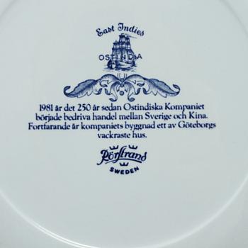 TALLRIKAR, 7 st, flintgods "Ostindia, jubileumstallrik", Rörstrand, 1987.