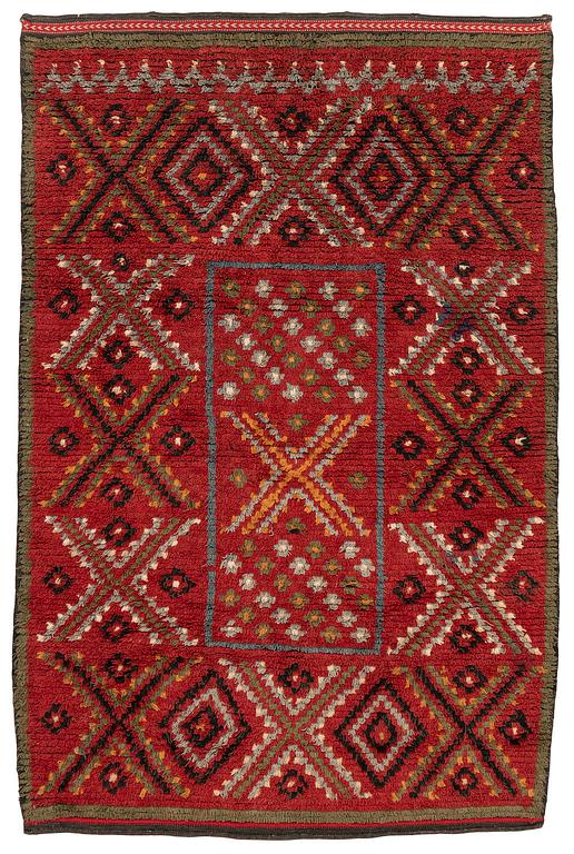 A knotted pile bed cover c. 205 x 134 cm, Finland, mid to the second half of the 19th century.