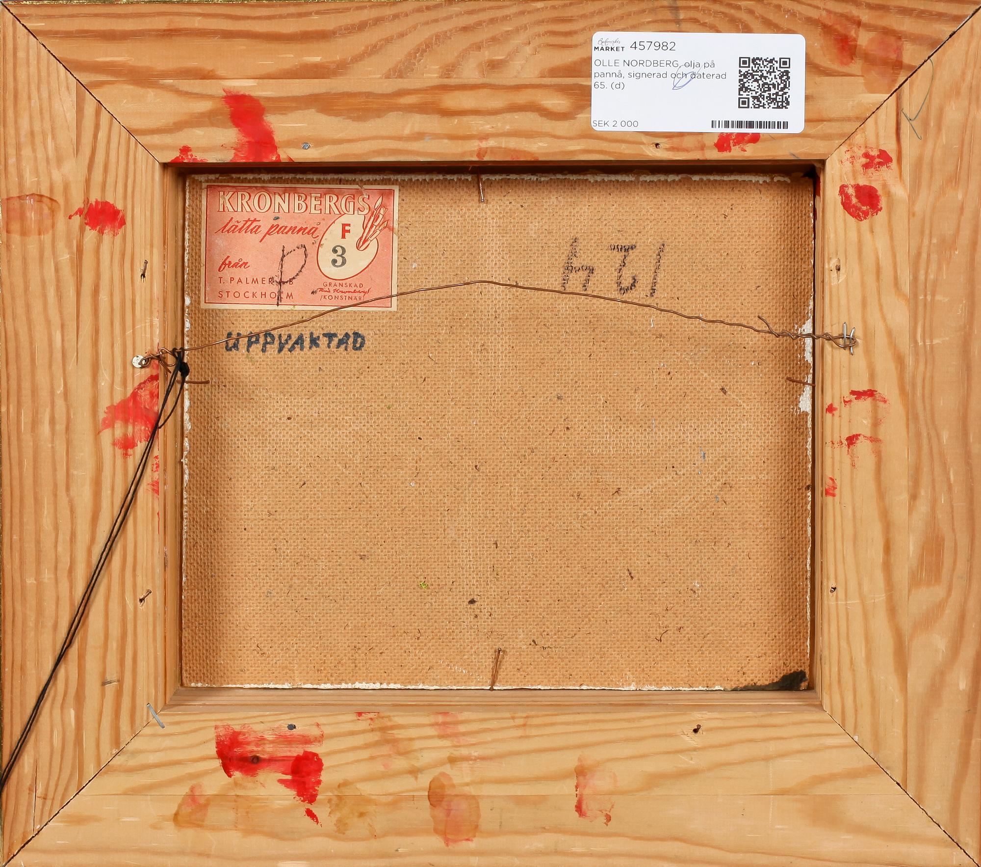 OLLE NORDBERG, olja på pannå, signerad och daterad 65.