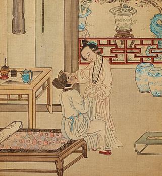 324. An album with ten erotic paintings, late Qing dynasty/early 20th Century.