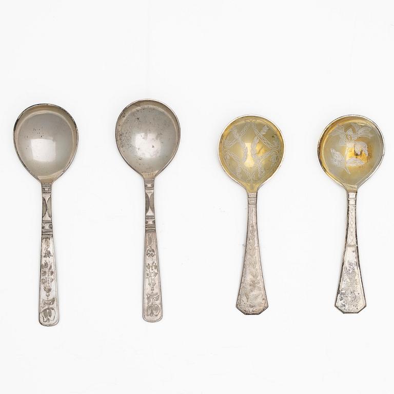 Guldsmed S Petersson i Söderhamn Ab, skedar, 2+2 st, sterlingsilver, Bollnäs 1989.
