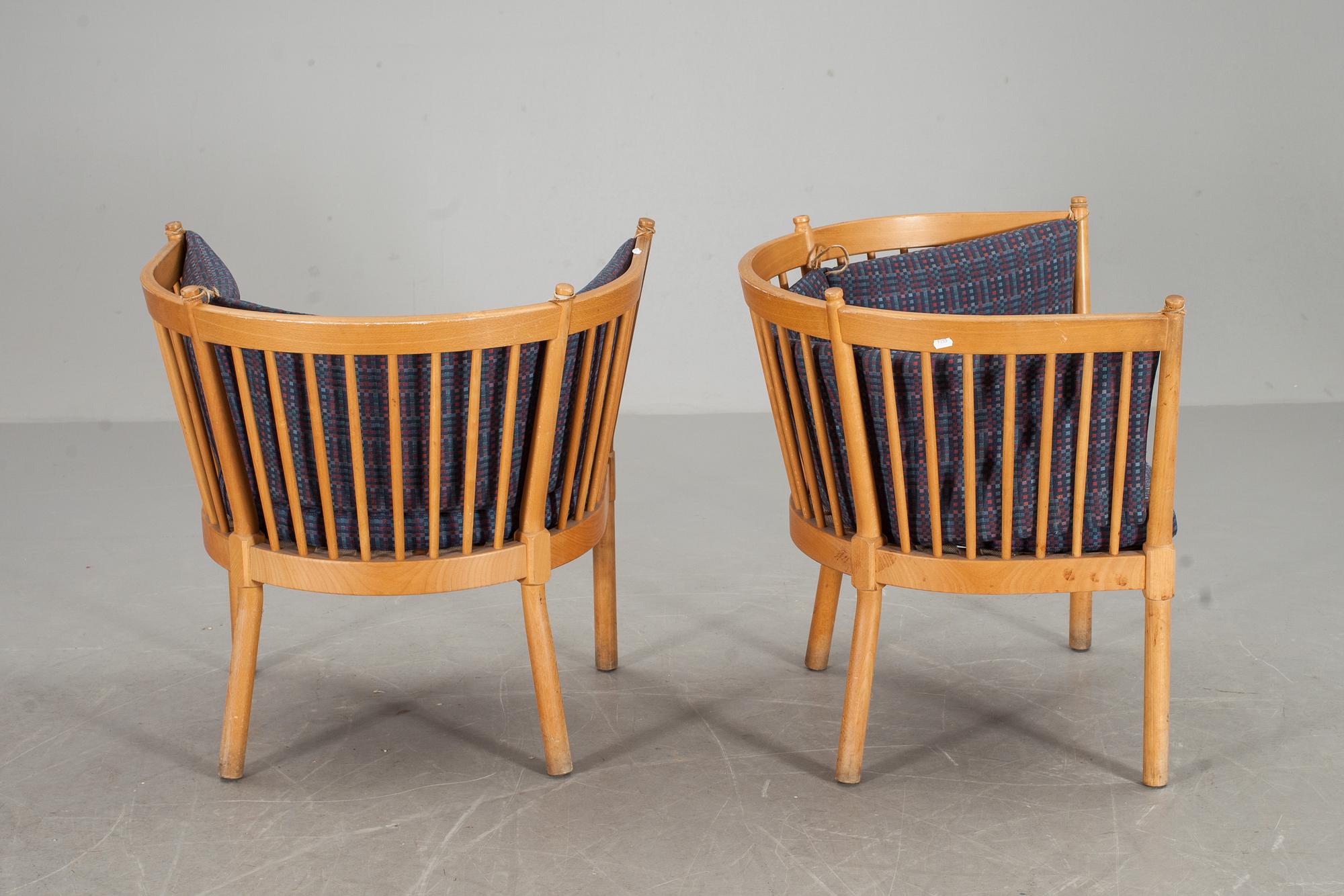 FÅTÖLJER, ett par, "Tremme", Börge Mogensen, Fritz Hansen, Danmark. 1900-talets andra hälft.