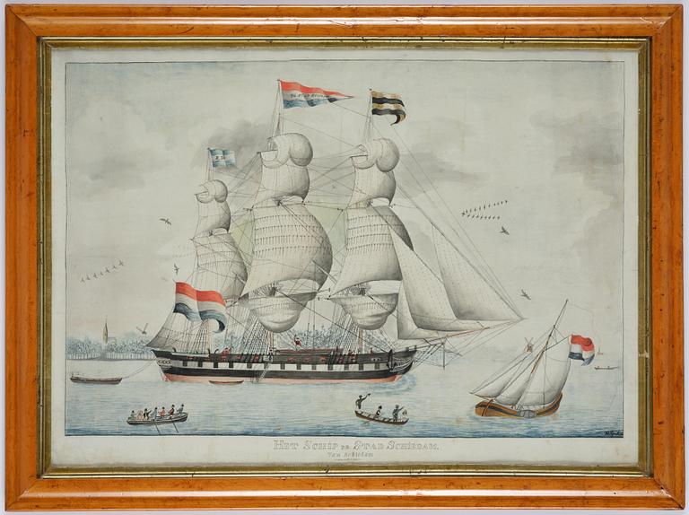 W Rijnbend, 18th century, "The Ship of the City of Schiedam".