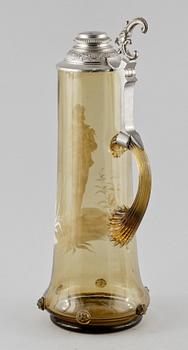 KARAFF samt GLAS, 5 st, glas, nyrenässans, sent 1800-tal.