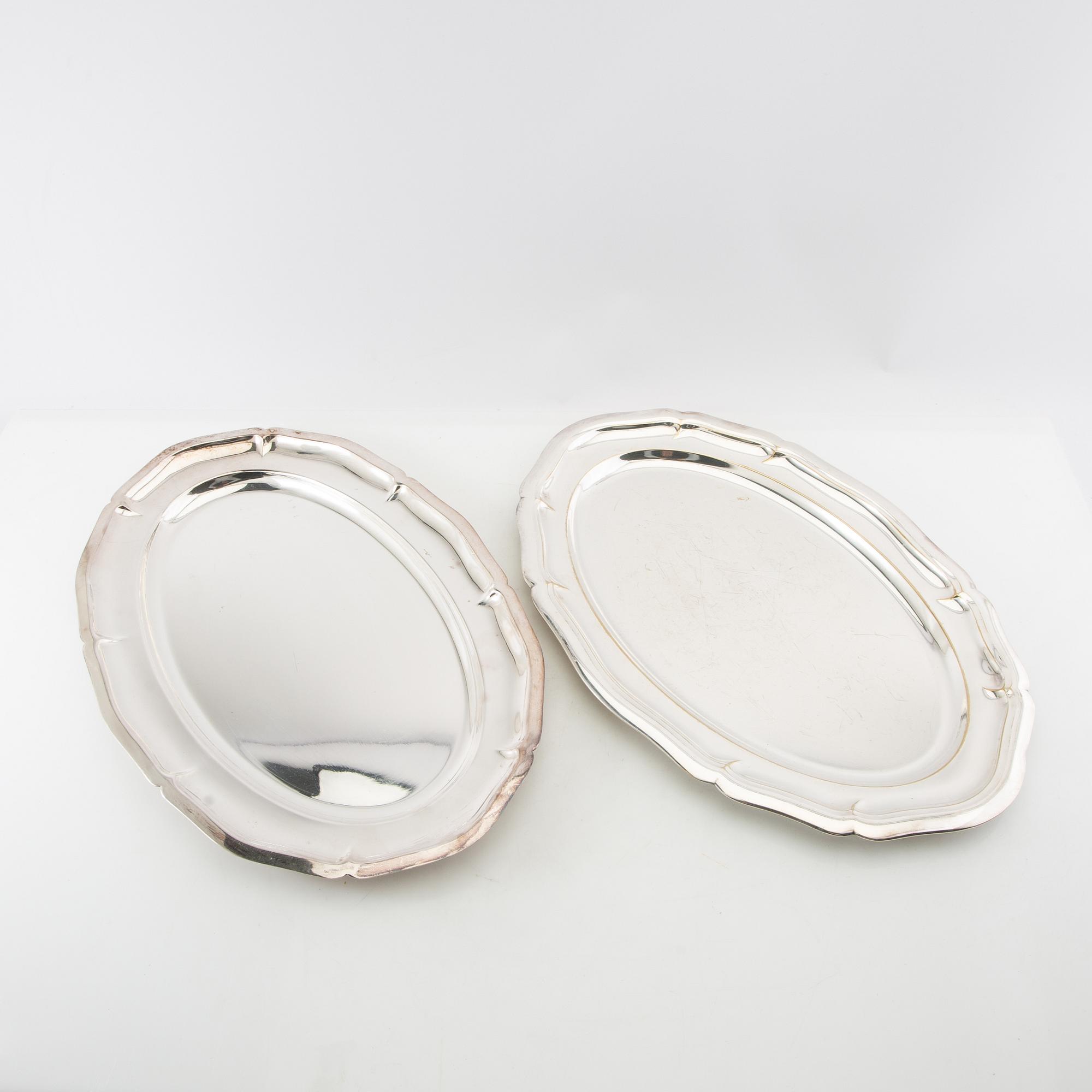 Trays/Serving platters including GAB silverplate, first half of the 20th century.