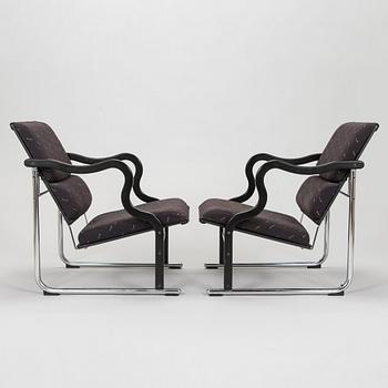 Yrjö Kukkapuro, A pair of 1980s 'Experiment' open armchairs for Avarte, Finland.