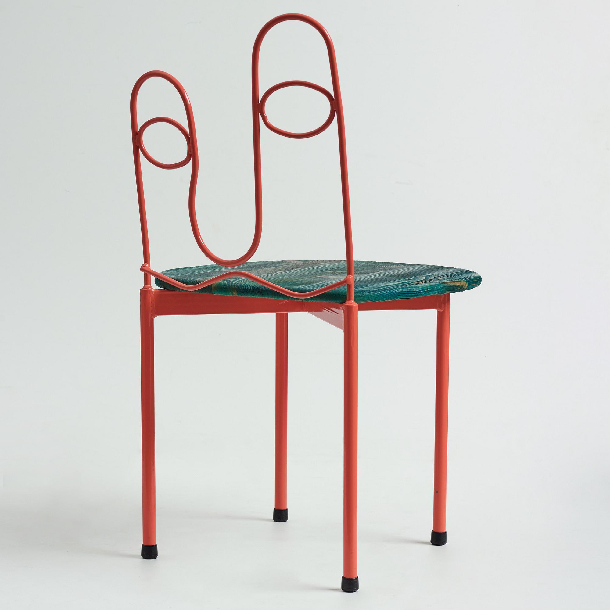 Fredrik Paulsen, Kristoffer Sundin and Simon Klenell, 4 chairs, made exclusively for the restaurant Omnipollo in Gothenburg Sweden, 2018.